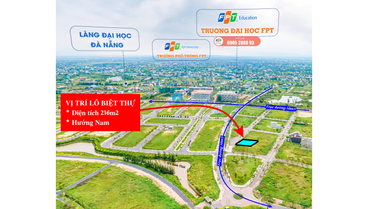 Lô Biệt thự 216m2 Vị trí đẹp Khu Đô Thị FPT Đà Nẵng. CHỈ 1 LÔ DUY NHẤT